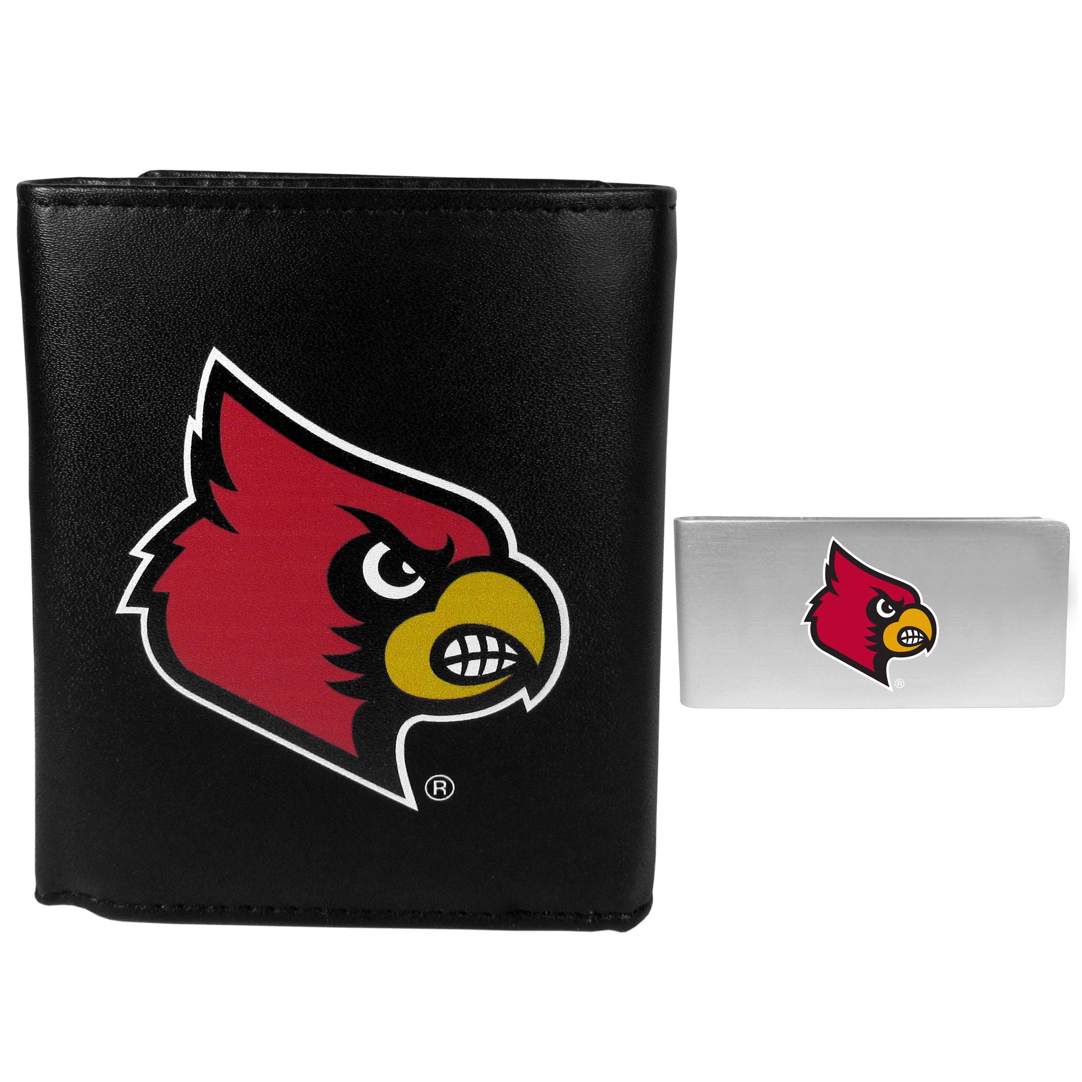 Lids Louisville Cardinals Leather Tri-Fold Wallet - Black