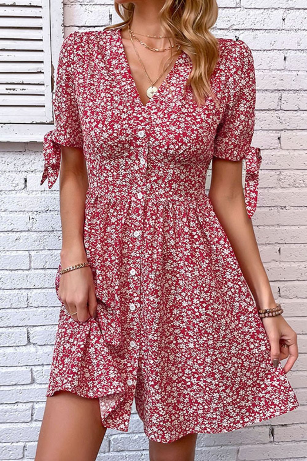 Red floral shops ditsy dress