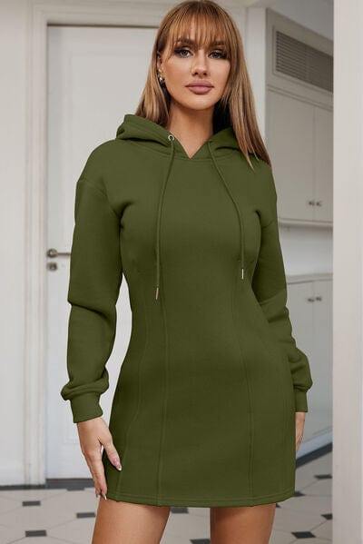 Drawstring Long Sleeve Hooded Dress Flyclothing LLC