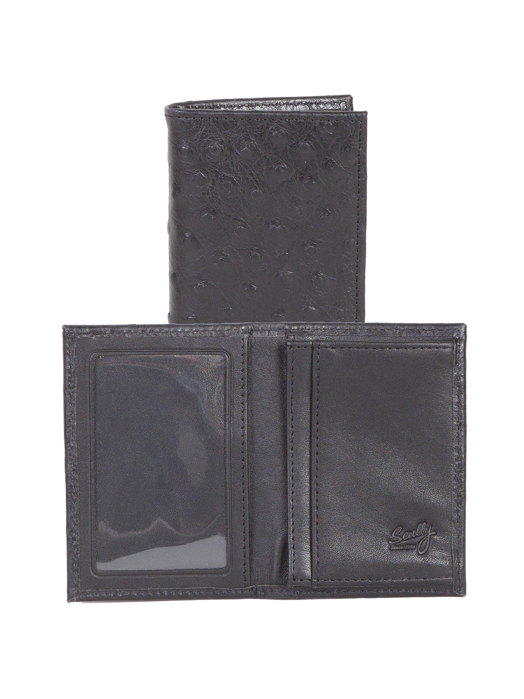 Scully Men's Gusseted Card Case Ostrich 3032 Black Size OSFA
