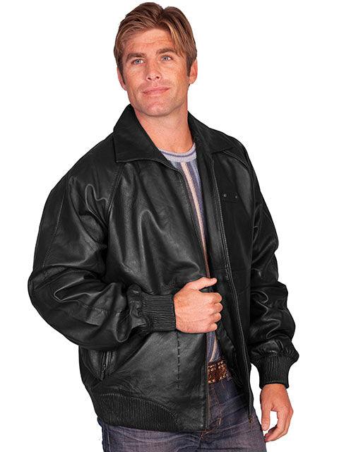 Leather Jacket Black Cincinnati Cyclones Blue Jersey