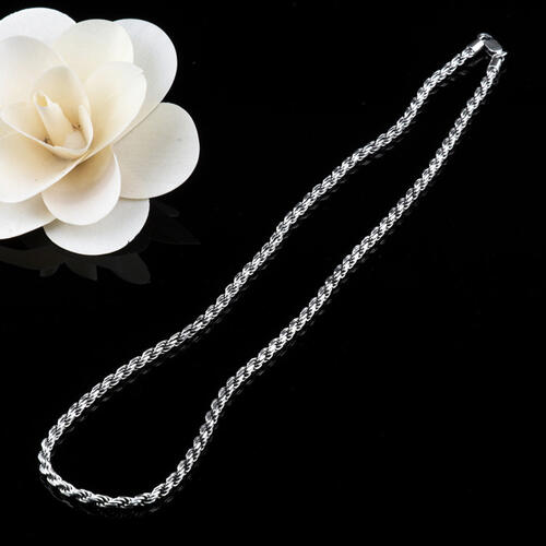 Plain Silver Chain Necklace, 23.6 Inch Snake Chain 925 Sterling
