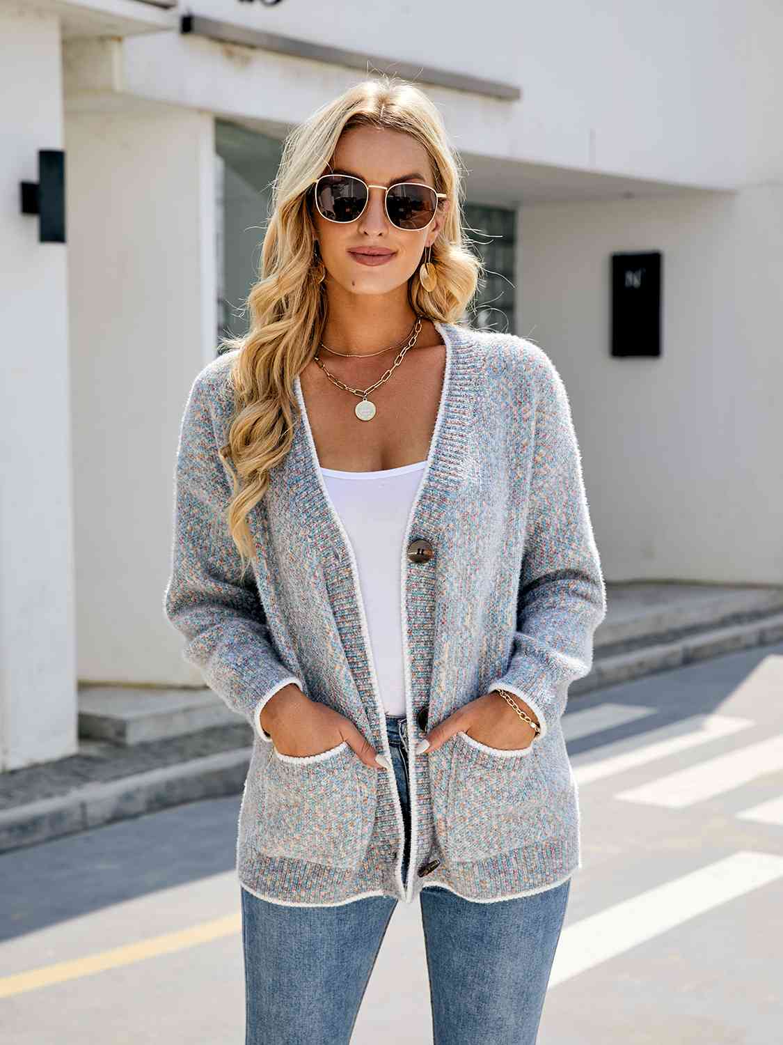 The Wyoming Aztec Grey Print Grey Long Cardigan Sweater by