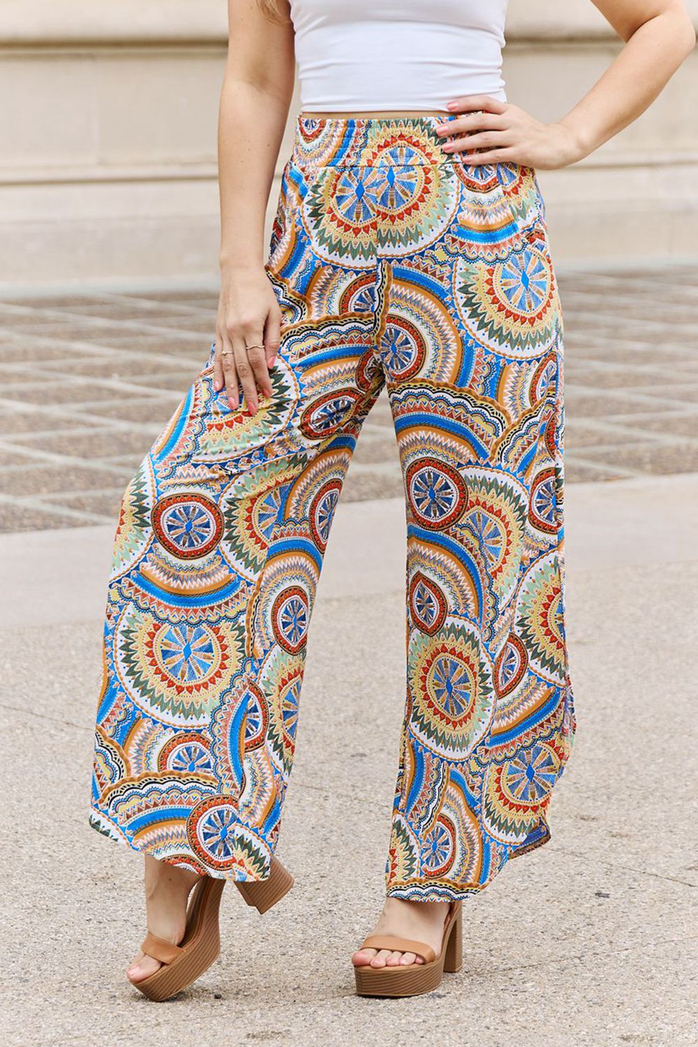 And The Why The Vibe Side Slit Printed Pants – Flyclothing LLC