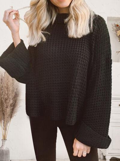 Waffle knit hotsell turtleneck sweater