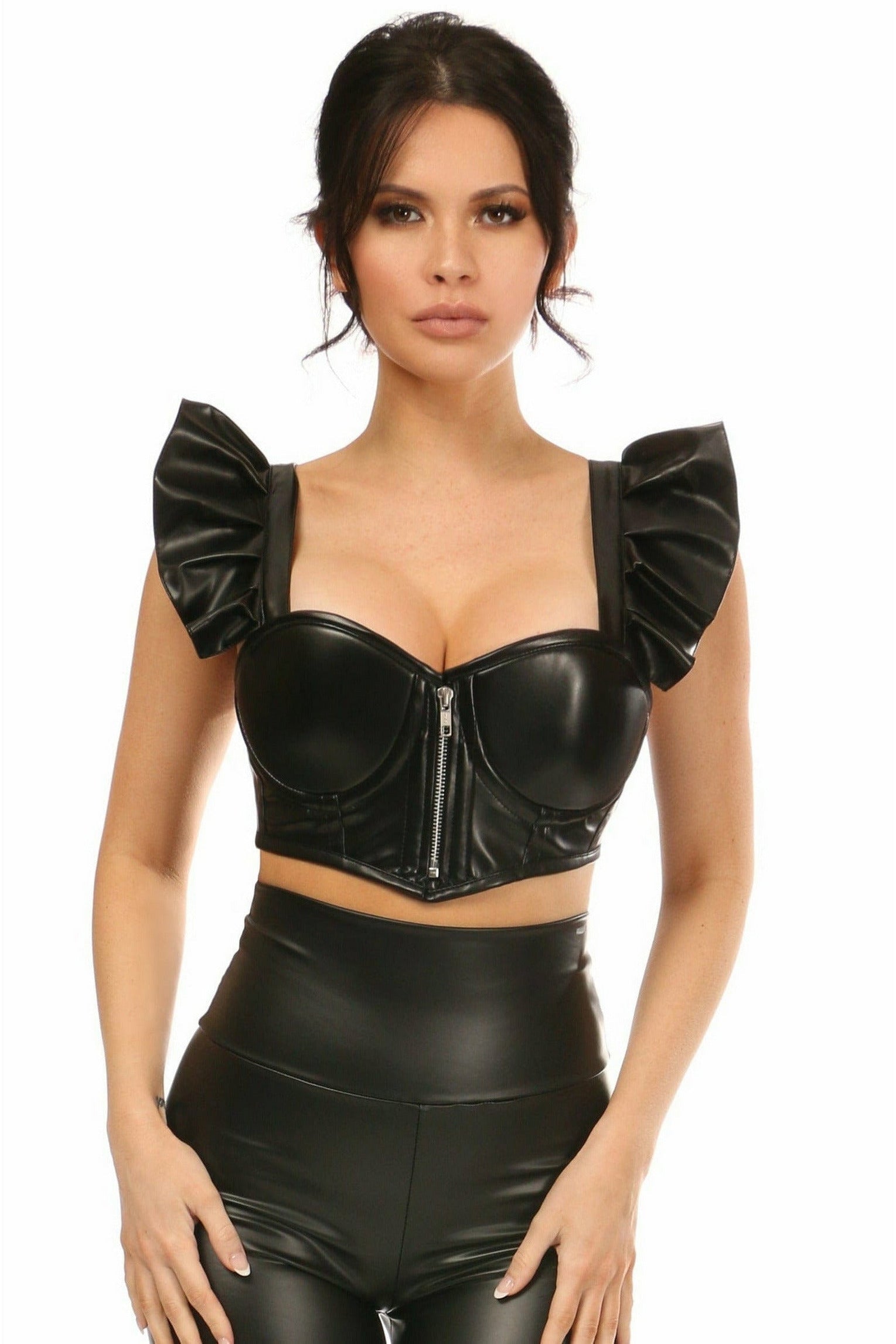 I Saw It First Faux Leather Underwire Corset Top