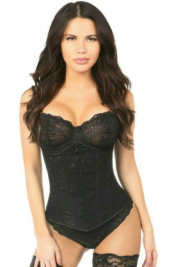 Sexy Red Underbust Corset with Black Lace Overlay