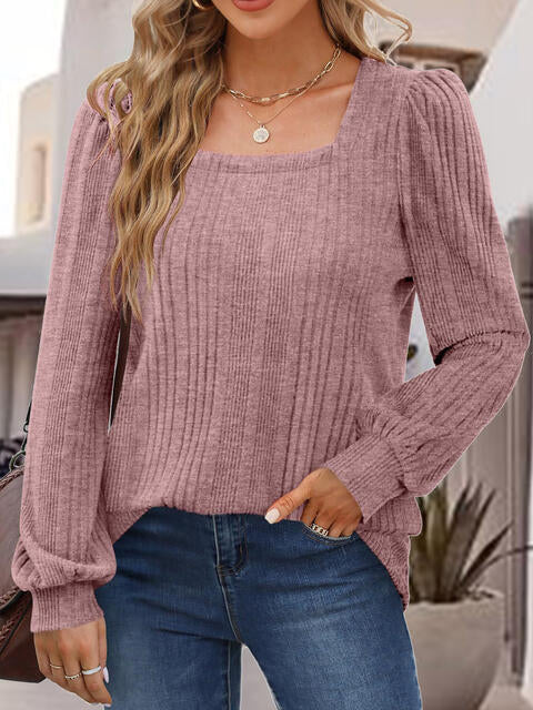 Women's Long Sleeve Square Neck Sweater