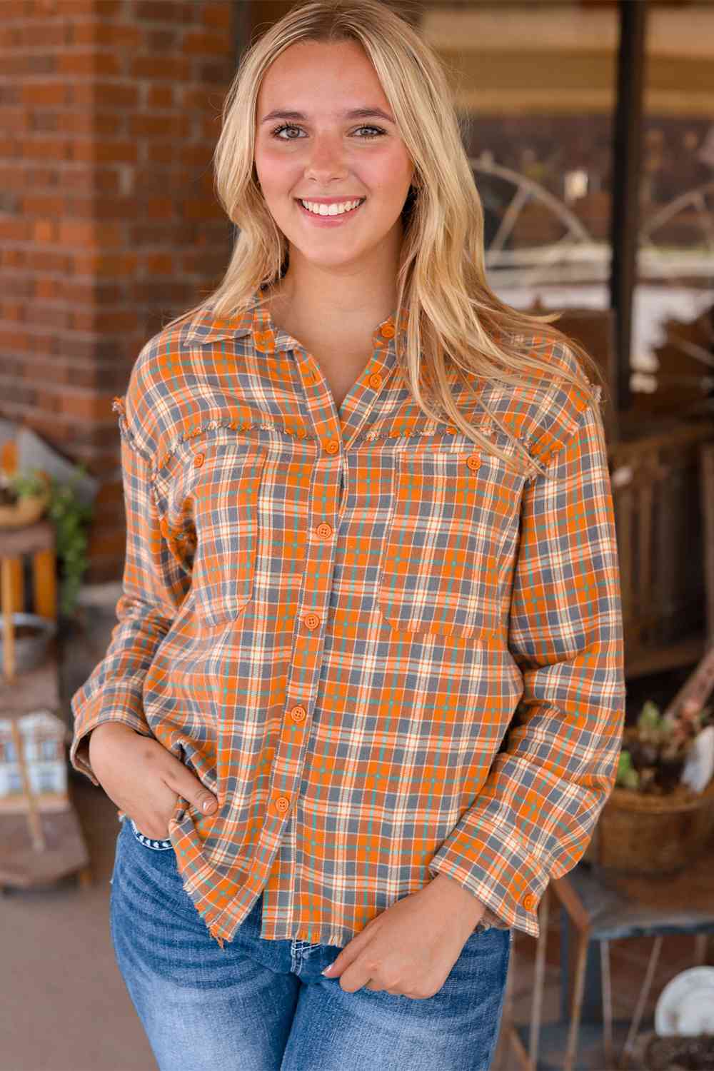 Women's Orange Florida Gators Essential Flannel Button-Down Long Sleeve  Shirt