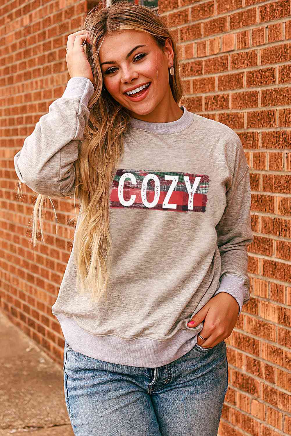 St Louis Blues Womens Grey Cozy Crew Sweatshirt