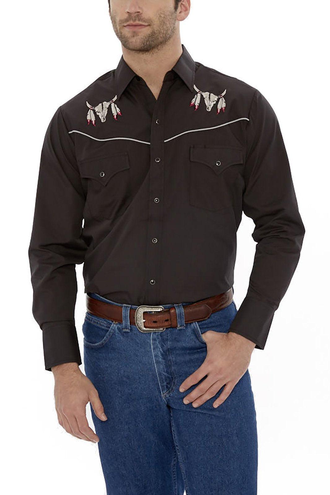 ELY CATTLEMAN Womens Long Sleeve Western Shirt with Red Rose Embroidery :  : Clothing, Shoes & Accessories