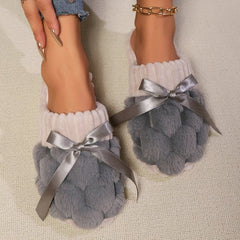 Bow Trim Contrast Slippers - Trendsi