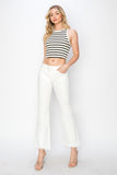 RISEN Full Size Tummy Control Crop Flare Step Hem Pants - Trendsi