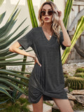 V-Neck Short Sleeve Mini Dress - Flyclothing LLC