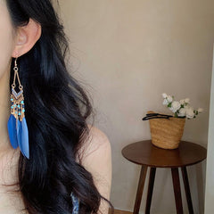 Alloy Rice Bead Dangle Earrings - Trendsi