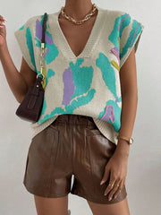 Color Block V-Neck Sweater Vest - Trendsi