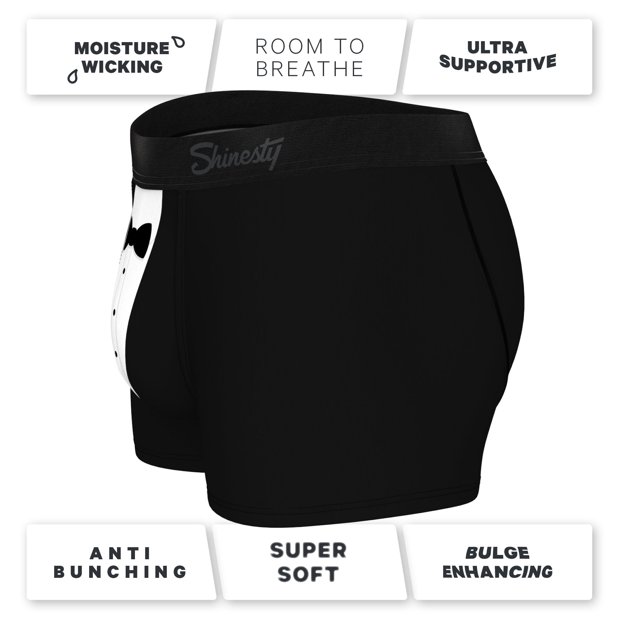 The 009 | Black Tuxedo Ball Hammock® Pouch Trunks Underwear - Shinesty