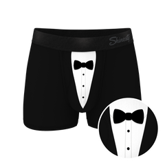 The 009 | Black Tuxedo Ball Hammock® Pouch Trunks Underwear - Shinesty