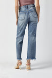 RISEN High Waist Raw Hem Straight Jeans - Flyclothing LLC