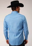 Roper Mens Long Sleeve Snap Solid Broadcloth  Heritage Blue Western Shirt