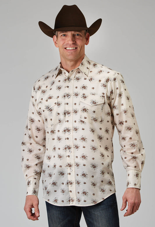 Roper Mens Long Sleeve Snap Vintage Floral Western Shirt - Roper