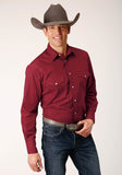 Roper Mens Long Sleeve Snap Solid Broadcloth  Deepoly Rayonusset Western Shirt