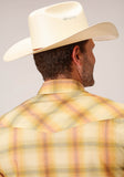 Roper Mens Long Sleeve Snap Yellow And Tangerine Plaid Western Shirt