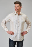 Roper Mens Long Sleeve Snap Neutral Stripe Western Shirt