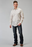 Roper Mens Long Sleeve Snap Neutral Stripe Western Shirt