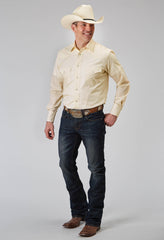 Roper Mens Long Sleeve Snap Cream Tonal Stripe Western Shirt - Roper