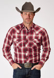 Roper Mens Long Sleeve Snap Red Plaid Western Shirt Tall Fit