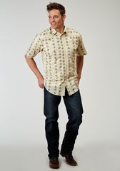 Roper Mens Short Sleeve Snap Floral Stripe Western Shirt - Roper