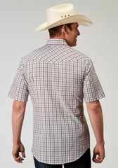 Roper Mens Short Sleeve Snap Vintage Plaid Western Shirt