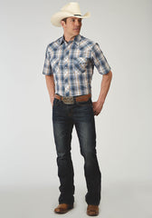 Roper Mens Short Sleeve Snap Madras Plaid Western Shirt - Roper