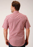 Camisa vaquera de manga corta con botones a presión en rojo y multicolor de Roper para hombre, de corte alto