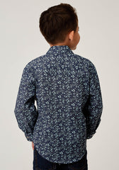 Roper Boys Long Sleeve Snap Ditsy Floral Print Western Shirt - Roper