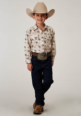 Roper Boys Long Sleeve Snap Vintage Floral Western Shirt