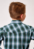 Roper Boys Long Sleeve Snap Ocean Plaid Western Shirt