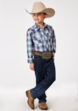 Roper Boys Long Sleeve Snap Americana Plaid Western Shirt