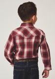 Roper Boys Long Sleeve Snap Red Plaid Western Shirt