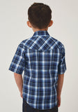 Roper Boys Short Sleeve Snap Midnight Plaid Western Shirt