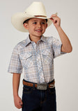 Roper Boys Short Sleeve Snap Multi Plaid Western Shirt