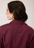 Roper Womens Long Sleeve Snap Solid Broadcloth  Wine Western Shirt