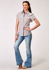 Roper Womens Short Sleeve Snap Vintage Plaid Western Shirt