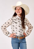 Roper Girls Long Sleeve Snap Vintage Floral Western Shirt With Solid Piping On Front And Back Yokes Smile Pockets