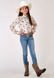 Roper Girls Long Sleeve Snap Vintage Floral Western Shirt With Solid Piping On Front And Back Yokes Smile Pockets