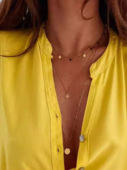 Half Button Notched Half Sleeve Blouse Trendsi