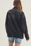 RISEN Full Size Distressed Long Sleeve Denim Jacket - Trendsi