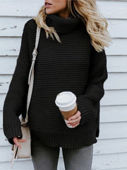 Turtleneck Dropped Shoulder Sweater - Flyclothing LLC