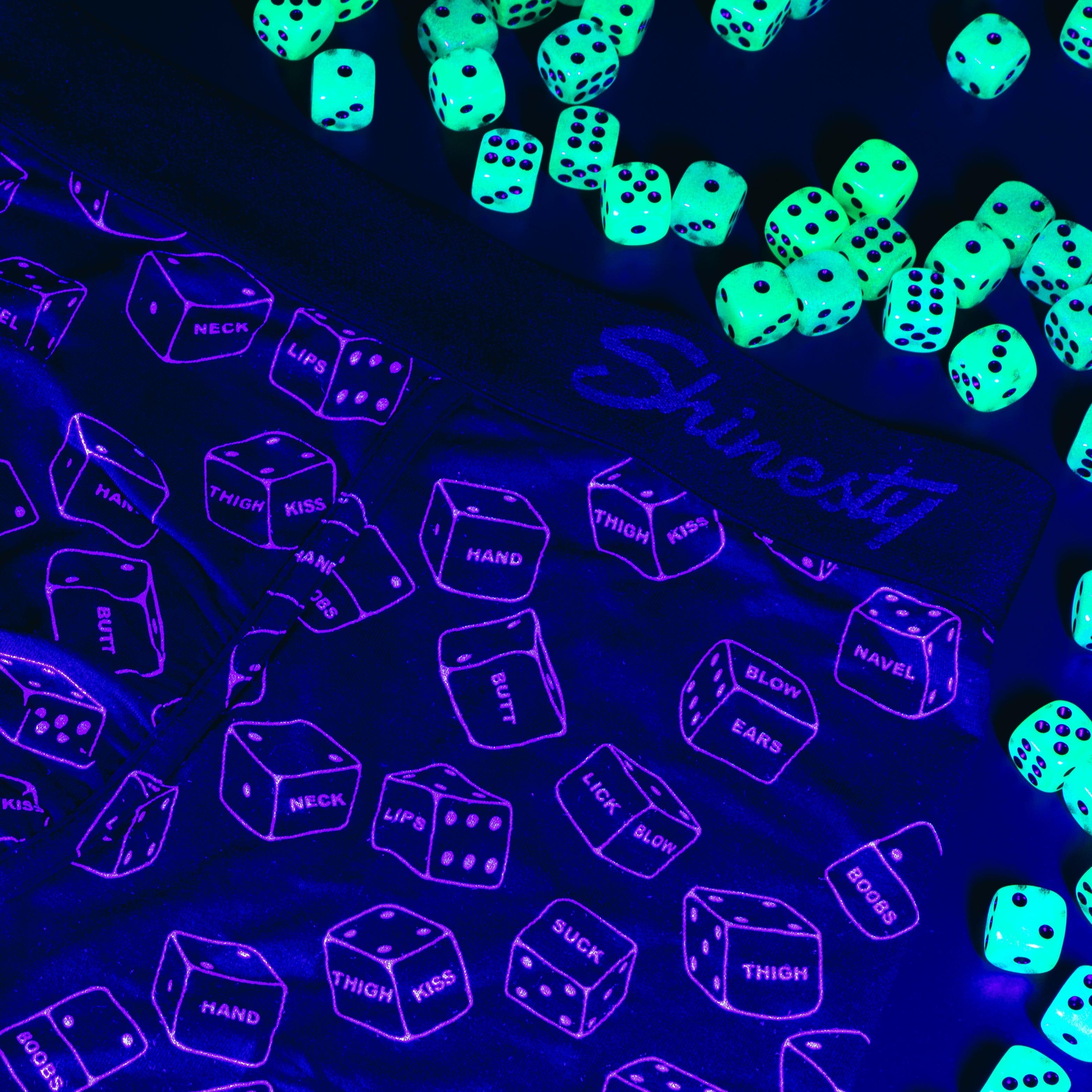 The Free For All | Glow In The Dark Dice Ball Hammock® Pouch Underwear With Fly - Shinesty